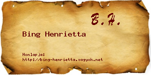 Bing Henrietta névjegykártya